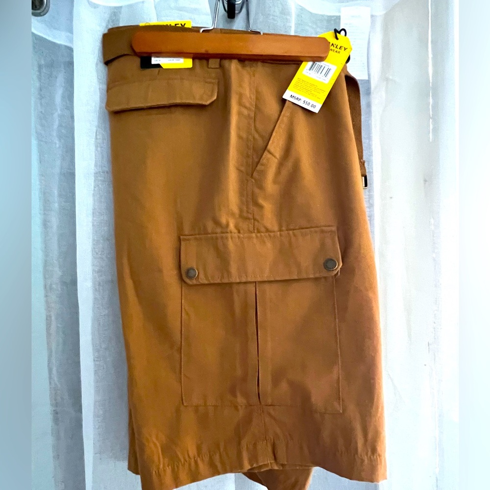 Stanley Mens Work Wear Cargo Shorts Belted Timber (Brown) Size 36 NWT - MSRP $50